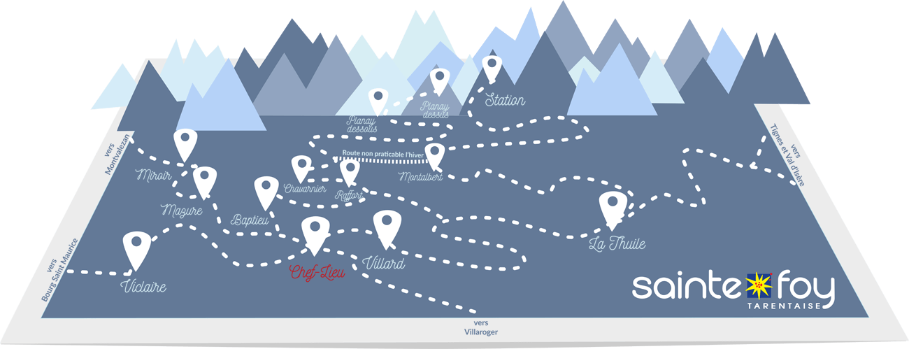 Plan des villages de Sainte Foy Tarentaise